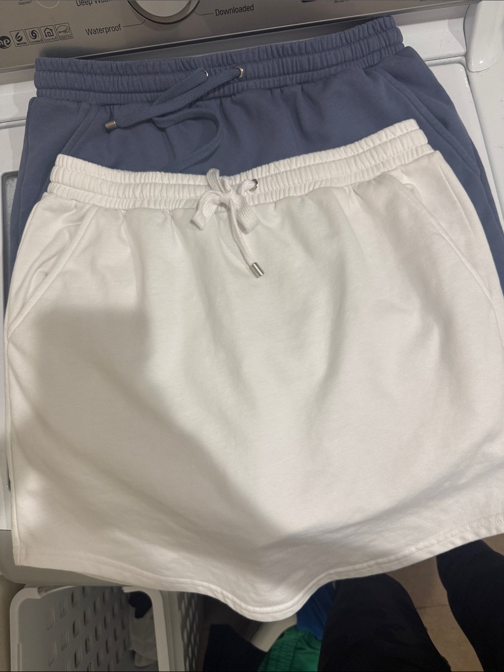 2 amalli Talli boji Casual Drawstring Skort - White and blue